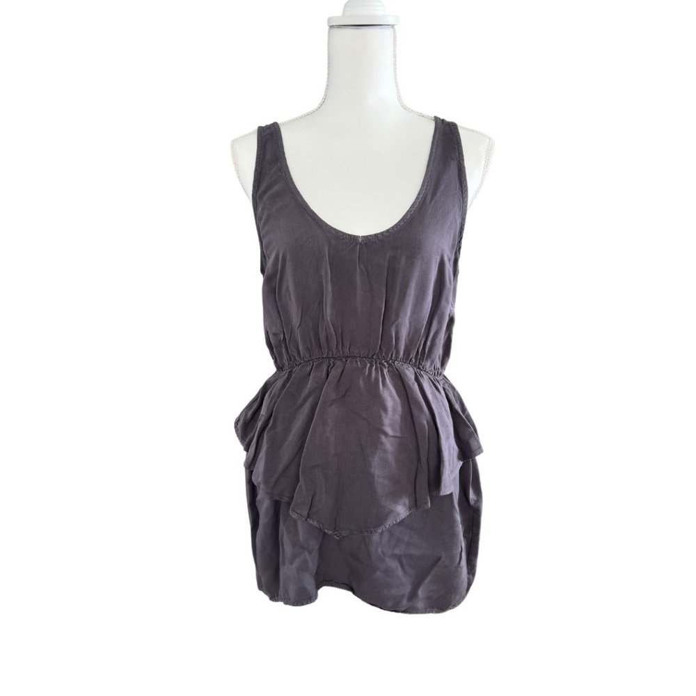 Grey V-Neck Ruffle Mini Dress Size M